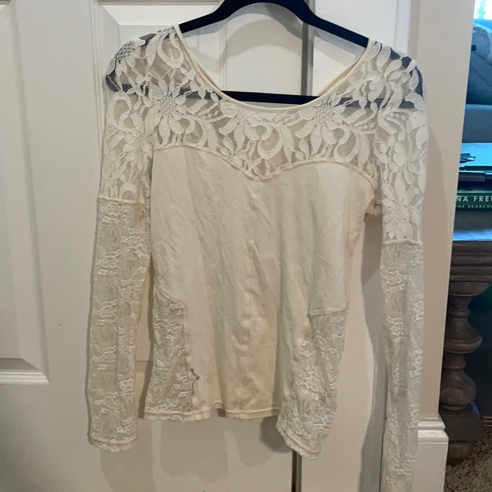 Ivory long sleeve lace blouse